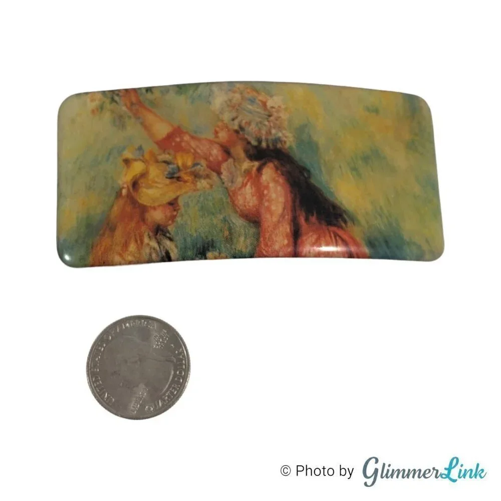 Renoir Girls In Garden Impressionist Art Print Rectangular French Hair Clip